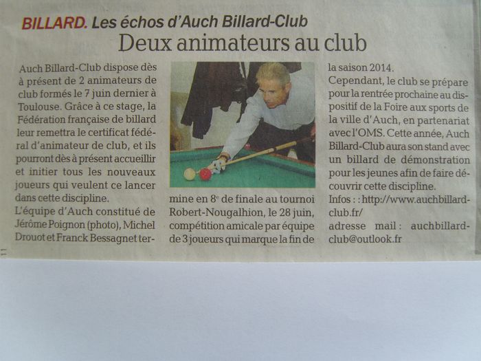 Paru dans la Dépêche du 7 Juillet 2014.
