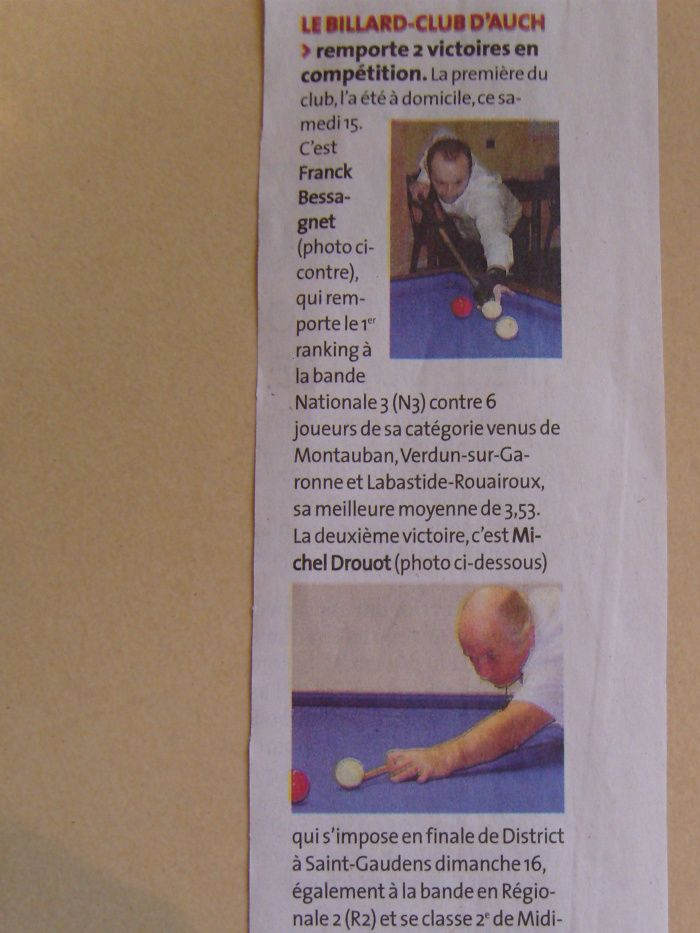 Article paru dans la Dépêche du Gers le 19/11/14 